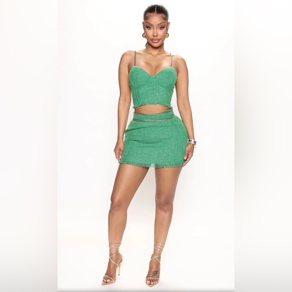 CELESTE MICRO MINI SKIRT SET EMERALD - Picture 4 of 5